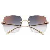 Cartier - Squadrata - Oro Lenti Grigie Sfumate Effetto Specchio Dorato - Trinity Collection - Occhiali da Sole - Cartier Eyewear