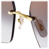 Cartier - Squadrata - Oro Lenti Grigie Sfumate Effetto Specchio Dorato - Trinity Collection - Occhiali da Sole - Cartier Eyewear