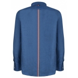 Thom Browne - Deep Blue Cotton Logo Patch Denim Shirt - Thom Browne Exclusive Luxury Collection