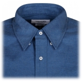 Thom Browne - Camicia in Denim con Toppa con Logo in Cotone Blu Scuro - Thom Browne Exclusive Luxury Collection