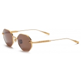 Valentino - Exhagonal Titanium Frame V-Stud - Yellow Gold Brown - Valentino Eyewear