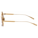 Valentino - V-Stud Occhiale Esagonale in Titanio - Oro Giallo Marrone - Valentino Eyewear