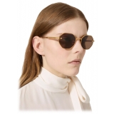 Valentino - V-Stud Occhiale Esagonale in Titanio - Oro Giallo Marrone - Valentino Eyewear