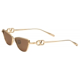 Valentino - VLogo Sign Cat-Eye Titanium Frame - Light Gold Brown - Valentino Eyewear