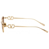 Valentino - VLogo Sign Cat-Eye Titanium Frame - Light Gold Brown - Valentino Eyewear