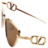 Valentino - VLogo Sign Cat-Eye Titanium Frame - Light Gold Brown - Valentino Eyewear