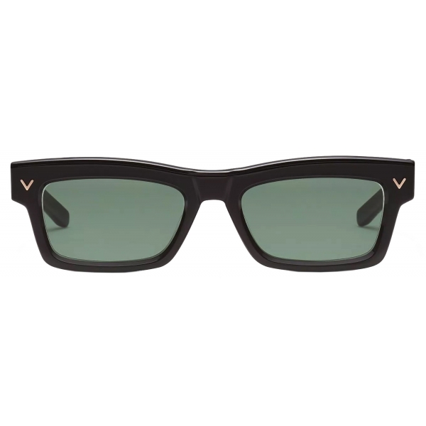 Valentino - V-Sharp Occhiale Rettangolare in Acetato - Nero Verde Scuro - Valentino Eyewear