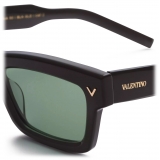 Valentino - V-Sharp Occhiale Rettangolare in Acetato - Nero Verde Scuro - Valentino Eyewear