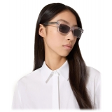 Valentino - V-Sharp Rectangular Acetate Frame - Transparent Light Grey - Valentino Eyewear