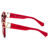 Valentino - Oversized Butterfly Acetate Frame V-Uno - Red - Valentino Eyewear