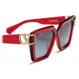 Valentino - Oversized Butterfly Acetate Frame V-Uno - Red - Valentino Eyewear