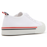 Thom Browne - Sneakers Basse in Tela Bianca - Thom Browne Exclusive Luxury Collection