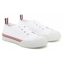 Thom Browne - White Cotton Stripe Trim Sneakers - Thom Browne Exclusive Luxury Collection