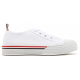 Thom Browne - Sneakers con Rifiniture a Righe in Cotone Bianco - Thom Browne Exclusive Luxury Collection