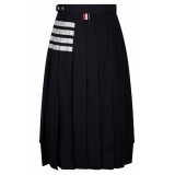 Thom Browne - Navy Pleated Midi Skirt - Thom Browne Exclusive Luxury Collection