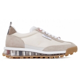 Thom Browne - Med Brown Leather Tech Runner low Top Sneakers - Thom Browne Exclusive Luxury Collection