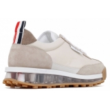 Thom Browne - Med Brown Leather Tech Runner low Top Sneakers - Thom Browne Exclusive Luxury Collection