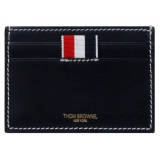 Thom Browne - Navy RWB Tab Leather Cardholder - Thom Browne Exclusive Luxury Collection