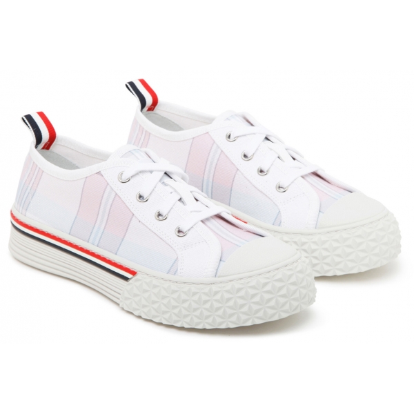 Thom Browne - Light Pink Canvas Collegiate Low Top Trainers - Thom Browne Exclusive Luxury Collection