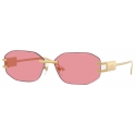 Versace - Occhiale da Sole Damier Plaque - Oro Rosa - Occhiali da Sole - Versace Eyewear