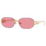 Versace - Damier Plaque Sunglasses - Gold Pink - Sunglasses - Versace Eyewear