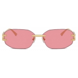 Versace - Occhiale da Sole Damier Plaque - Oro Rosa - Occhiali da Sole - Versace Eyewear