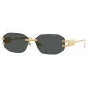 Versace - Occhiale da Sole Damier Plaque - Nero Oro - Occhiali da Sole - Versace Eyewear