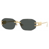 Versace - Occhiale da Sole Damier Plaque - Nero Oro - Occhiali da Sole - Versace Eyewear