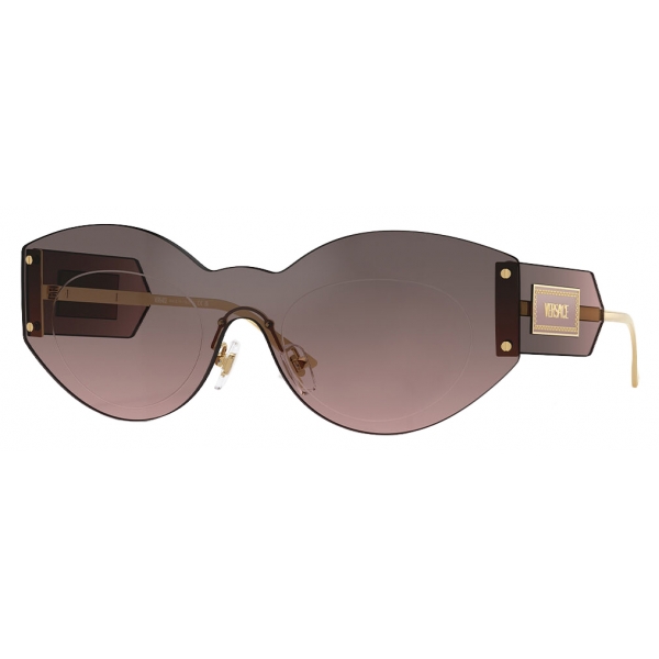 Versace - Damier Plaque Shield Sunglasses - Brown - Sunglasses - Versace Eyewear