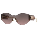 Versace - Damier Plaque Shield Sunglasses - Brown - Sunglasses - Versace Eyewear