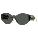 Versace - Occhiale da Sole Shield Damier Plaque - Nero Oro - Occhiali da Sole - Versace Eyewear