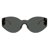 Versace - Occhiale da Sole Shield Damier Plaque - Nero Oro - Occhiali da Sole - Versace Eyewear