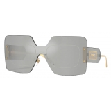 Versace - Damier Plaque Shield Sunglasses - Silver Gold - Sunglasses - Versace Eyewear