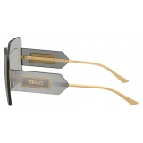 Versace - Occhiale da Sole Shield Damier Plaque - Argento Oro - Occhiali da Sole - Versace Eyewear