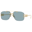 Versace - Occhiale da Sole Damier Plaque - Azzurro Oro - Occhiali da Sole - Versace Eyewear