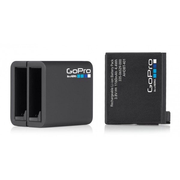 GoPro - Dual Battery Charger + Battery - HERO4 Black / HERO4 Silver - GoPro Accessories