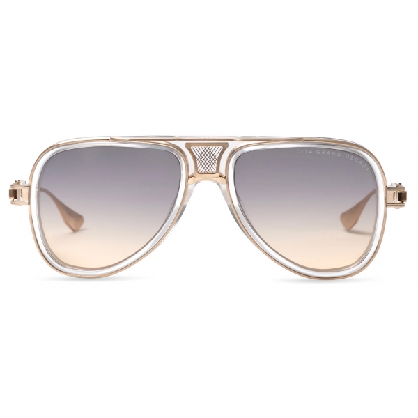 DITA - Grand-Decade - Crystal Clear Brushed White Gold Grey Apricot Gradient - DTS460 - Sunglasses - DITA Eyewear