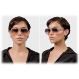 DITA - Grand-Decade - Crystal Clear Brushed White Gold Grey Apricot Gradient - DTS460 - Sunglasses - DITA Eyewear