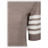 Thom Browne - Maglione Dolcevita Marrone Medio a Maniche Corte - Thom Browne Exclusive Luxury Collection