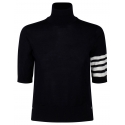 Thom Browne - Maglione Dolcevita Blu Navy a Maniche Corte - Thom Browne Exclusive Luxury Collection