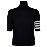 Thom Browne - Navy Blue Turtleneck Short Sleeve Jumper - Thom Browne Exclusive Luxury Collection