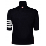 Thom Browne - Maglione Dolcevita Blu Navy a Maniche Corte - Thom Browne Exclusive Luxury Collection