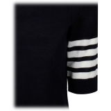 Thom Browne - Maglione Dolcevita Blu Navy a Maniche Corte - Thom Browne Exclusive Luxury Collection