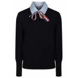 Thom Browne - Navy Blue Pullover Combo Shirt - Thom Browne Exclusive Luxury Collection