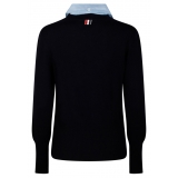 Thom Browne - Maglietta Combinata Pullover Blu Navy - Thom Browne Exclusive Luxury Collection