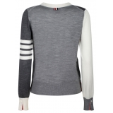 Thom Browne - Cardigan con Scollo a V Grigio Tono - Thom Browne Exclusive Luxury Collection