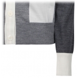 Thom Browne - Cardigan con Scollo a V Grigio Tono - Thom Browne Exclusive Luxury Collection