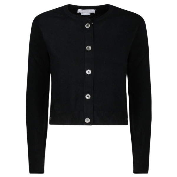 Thom Browne - Black Cashmere Crew Neck Cardigan - Thom Browne Exclusive Luxury Collection