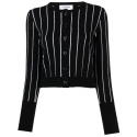 Thom Browne - Pinstripe Jacquard Cropped Crew Neck Cardigan - Thom Browne Exclusive Luxury Collection