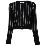 Thom Browne - Cardigan Corto con Scollo a Giro in Jacquard a Righe Sottili - Thom Browne Exclusive Luxury Collection